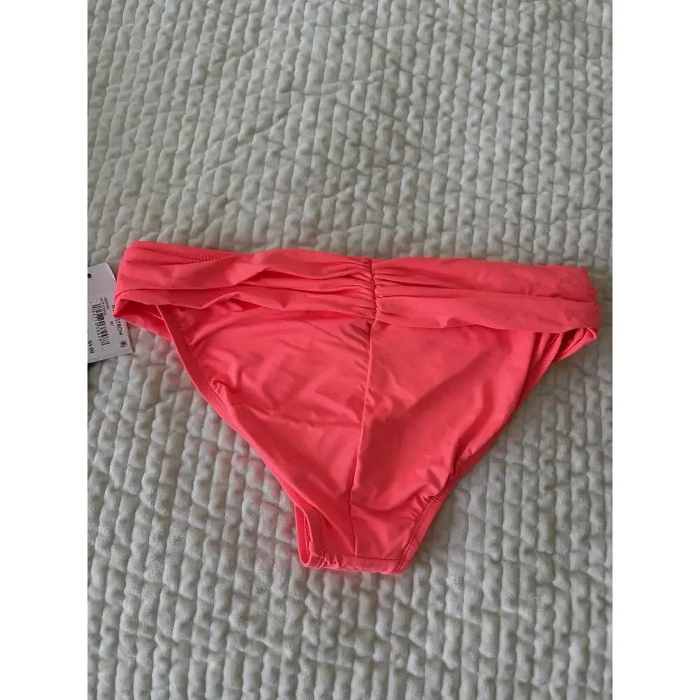 La Blanca Bikini Bottoms Womens 4 Pink Coral Fold Over Hipster Swim NWT